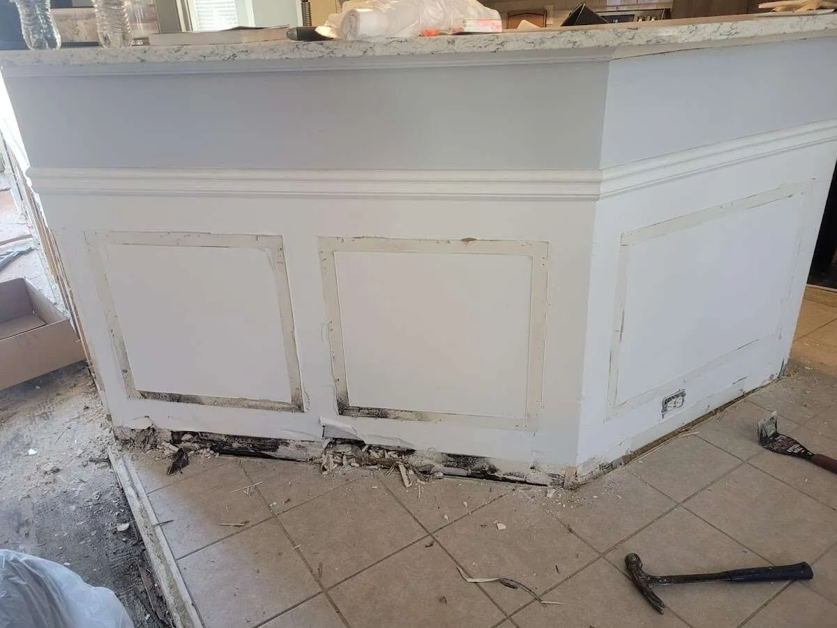 Water damage and mold on kitchen during Storm Damage Restoration in La Mesa